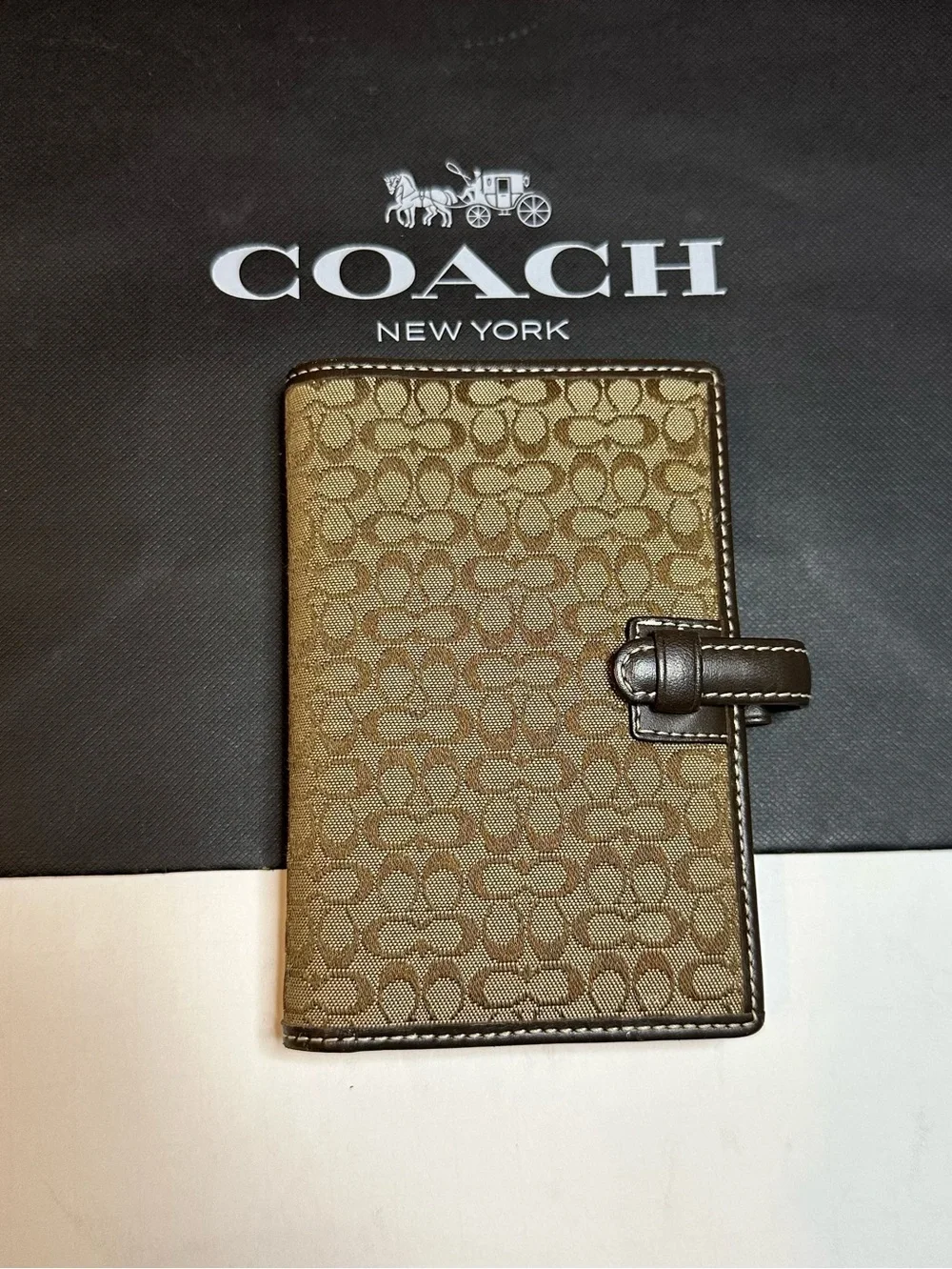 Coach Monogram Canvas Tab address book- Khaki/Brown